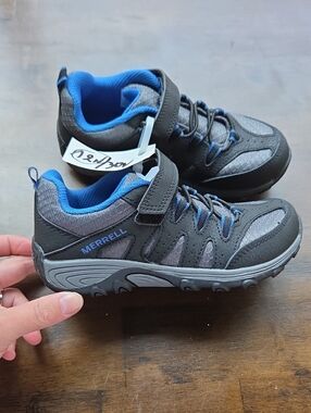 Merrell Size 12.5 Kids Gray and Blue Hiking Sneakers NEW